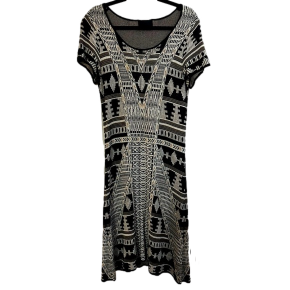 Cynthia Rowley Aztec Southwestern Tribal Print Lightweight Sweater Knit Dress 12